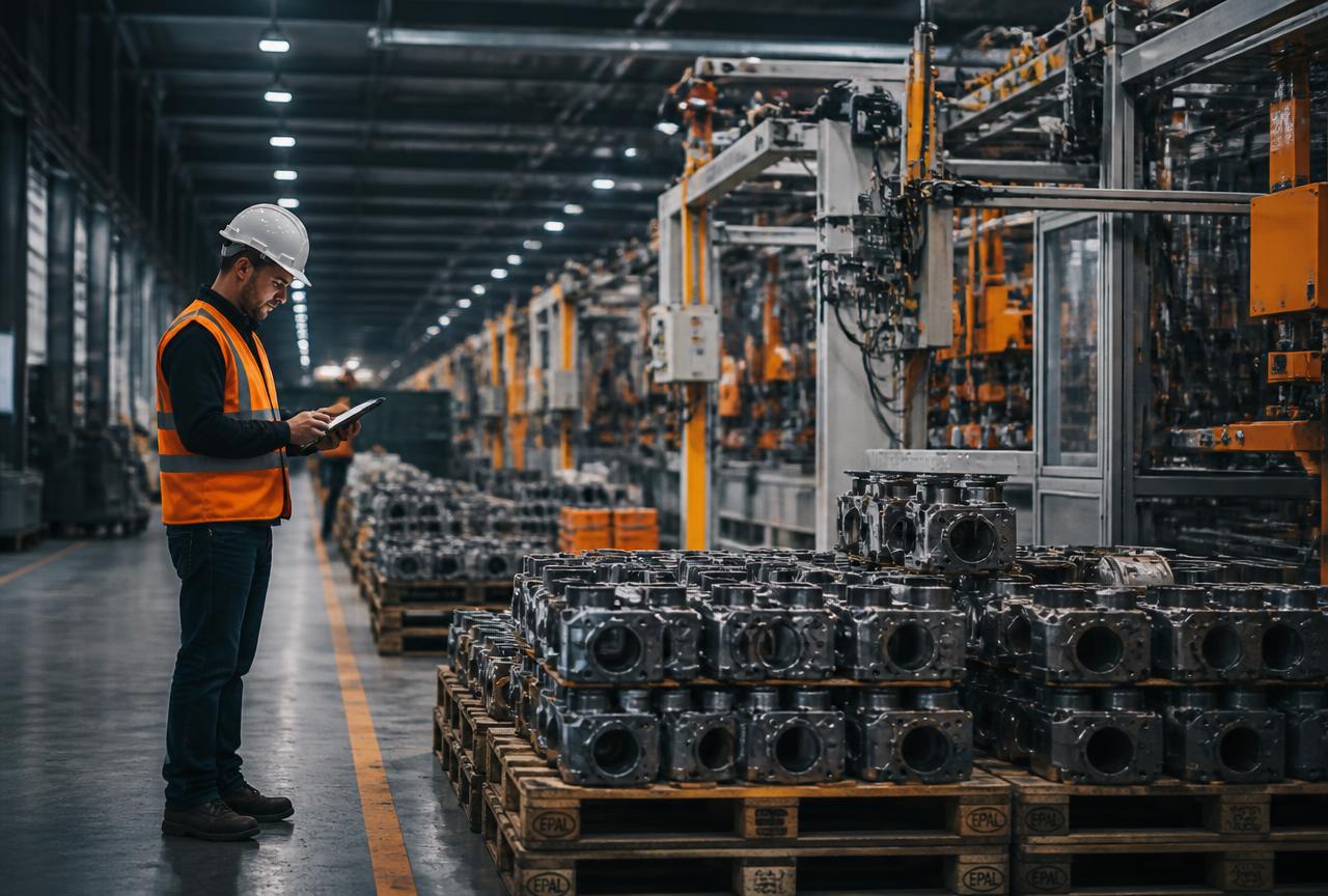 Armazém de matéria-prima integrado à linha de produção industrial